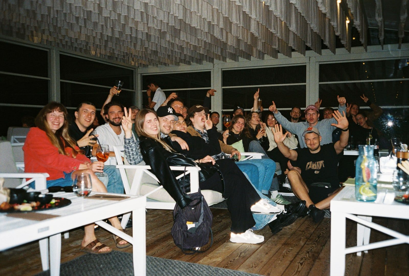 The team relaxing together on a terrace